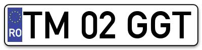 Placuta inmatriculare numar auto  TM-02-GGT, TM 02 GGT, TM02GGT