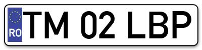 Placuta inmatriculare numar auto  TM-02-LBP, TM 02 LBP, TM02LBP