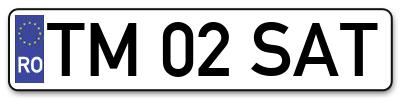 Placuta inmatriculare numar auto  TM-02-SAT, TM 02 SAT, TM02SAT