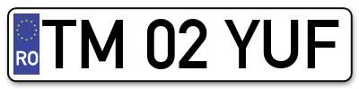 Placuta inmatriculare numar auto  TM-02-YUF, TM 02 YUF, TM02YUF