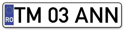 Placuta inmatriculare numar auto  TM-03-ANN, TM 03 ANN, TM03ANN