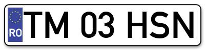 Placuta inmatriculare numar auto  TM-03-HSN, TM 03 HSN, TM03HSN