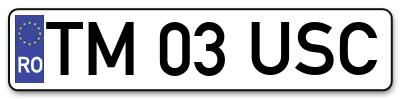 Placuta inmatriculare numar auto  TM-03-USC, TM 03 USC, TM03USC