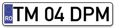 Placuta inmatriculare numar auto  TM-04-DPM, TM 04 DPM, TM04DPM