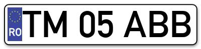 Placuta inmatriculare numar auto  TM-05-ABB, TM 05 ABB, TM05ABB