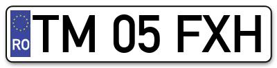 Placuta inmatriculare numar auto  TM-05-FXH, TM 05 FXH, TM05FXH