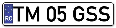 Placuta inmatriculare numar auto  TM-05-GSS, TM 05 GSS, TM05GSS