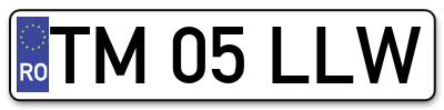 Placuta inmatriculare numar auto  TM-05-LLW, TM 05 LLW, TM05LLW