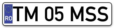 Placuta inmatriculare numar auto  TM-05-MSS, TM 05 MSS, TM05MSS