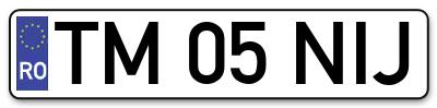 Placuta inmatriculare numar auto  TM-05-NIJ, TM 05 NIJ, TM05NIJ