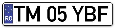 Placuta inmatriculare numar auto  TM-05-YBF, TM 05 YBF, TM05YBF