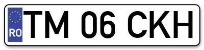 Placuta inmatriculare numar auto  TM-06-CKH, TM 06 CKH, TM06CKH