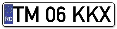 Placuta inmatriculare numar auto  TM-06-KKX, TM 06 KKX, TM06KKX