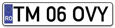 Placuta inmatriculare numar auto  TM-06-OVY, TM 06 OVY, TM06OVY