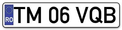 Placuta inmatriculare numar auto  TM-06-VQB, TM 06 VQB, TM06VQB