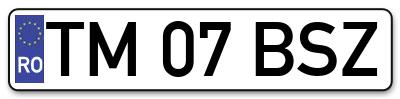 Placuta inmatriculare numar auto  TM-07-BSZ, TM 07 BSZ, TM07BSZ