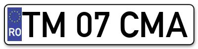 Placuta inmatriculare numar auto  TM-07-CMA, TM 07 CMA, TM07CMA