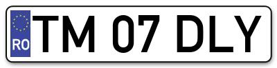 Placuta inmatriculare numar auto  TM-07-DLY, TM 07 DLY, TM07DLY