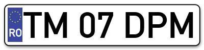 Placuta inmatriculare numar auto  TM-07-DPM, TM 07 DPM, TM07DPM