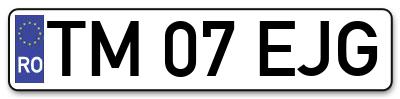 Placuta inmatriculare numar auto  TM-07-EJG, TM 07 EJG, TM07EJG
