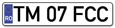 Placuta inmatriculare numar auto  TM-07-FCC, TM 07 FCC, TM07FCC