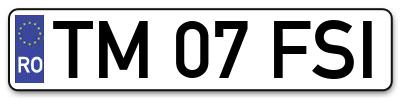 Placuta inmatriculare numar auto  TM-07-FSI, TM 07 FSI, TM07FSI