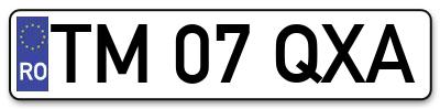 Placuta inmatriculare numar auto  TM-07-QXA, TM 07 QXA, TM07QXA