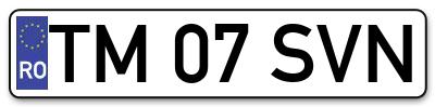 Placuta inmatriculare numar auto  TM-07-SVN, TM 07 SVN, TM07SVN