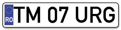 Placuta inmatriculare numar auto  TM-07-URG, TM 07 URG, TM07URG