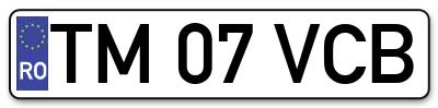 Placuta inmatriculare numar auto  TM-07-VCB, TM 07 VCB, TM07VCB