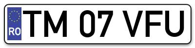 Placuta inmatriculare numar auto  TM-07-VFU, TM 07 VFU, TM07VFU