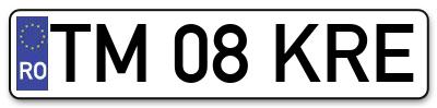 Placuta inmatriculare numar auto  TM-08-KRE, TM 08 KRE, TM08KRE