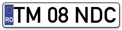 Placuta inmatriculare numar auto  TM-08-NDC, TM 08 NDC, TM08NDC