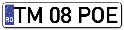 Placuta inmatriculare numar auto  TM-08-POE, TM 08 POE, TM08POE
