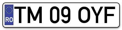 Placuta inmatriculare numar auto  TM-09-OYF, TM 09 OYF, TM09OYF
