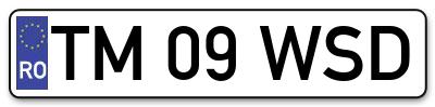 Placuta inmatriculare numar auto  TM-09-WSD, TM 09 WSD, TM09WSD