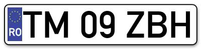 Placuta inmatriculare numar auto  TM-09-ZBH, TM 09 ZBH, TM09ZBH