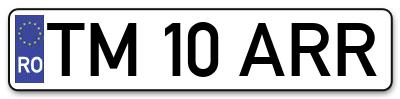 Placuta inmatriculare numar auto  TM-10-ARR, TM 10 ARR, TM10ARR