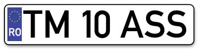 Placuta inmatriculare numar auto  TM-10-ASS, TM 10 ASS, TM10ASS