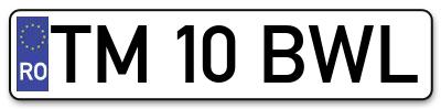 Placuta inmatriculare numar auto  TM-10-BWL, TM 10 BWL, TM10BWL