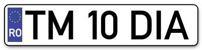 Placuta inmatriculare numar auto  TM-10-DIA, TM 10 DIA, TM10DIA