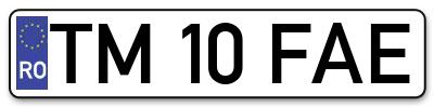Placuta inmatriculare numar auto  TM-10-FAE, TM 10 FAE, TM10FAE