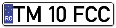 Placuta inmatriculare numar auto  TM-10-FCC, TM 10 FCC, TM10FCC