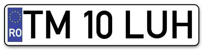 Placuta inmatriculare numar auto  TM-10-LUH, TM 10 LUH, TM10LUH