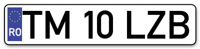 Placuta inmatriculare numar auto  TM-10-LZB, TM 10 LZB, TM10LZB