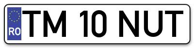 Placuta inmatriculare numar auto  TM-10-NUT, TM 10 NUT, TM10NUT