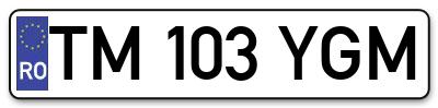 Placuta inmatriculare numar auto  TM-103-YGM, TM 103 YGM, TM103YGM