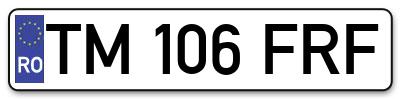 Placuta inmatriculare numar auto  TM-106-FRF, TM 106 FRF, TM106FRF