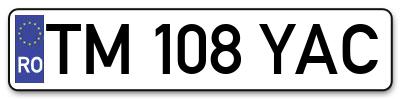 Placuta inmatriculare numar auto  TM-108-YAC, TM 108 YAC, TM108YAC