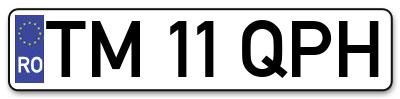 Placuta inmatriculare numar auto  TM-11-QPH, TM 11 QPH, TM11QPH